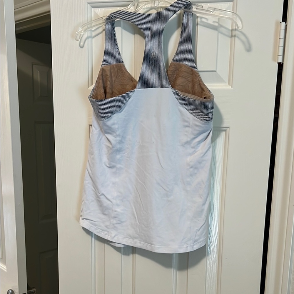 Lululemon Athletica White and Gray Sleeveless Tank Top - Picture 3 of 5